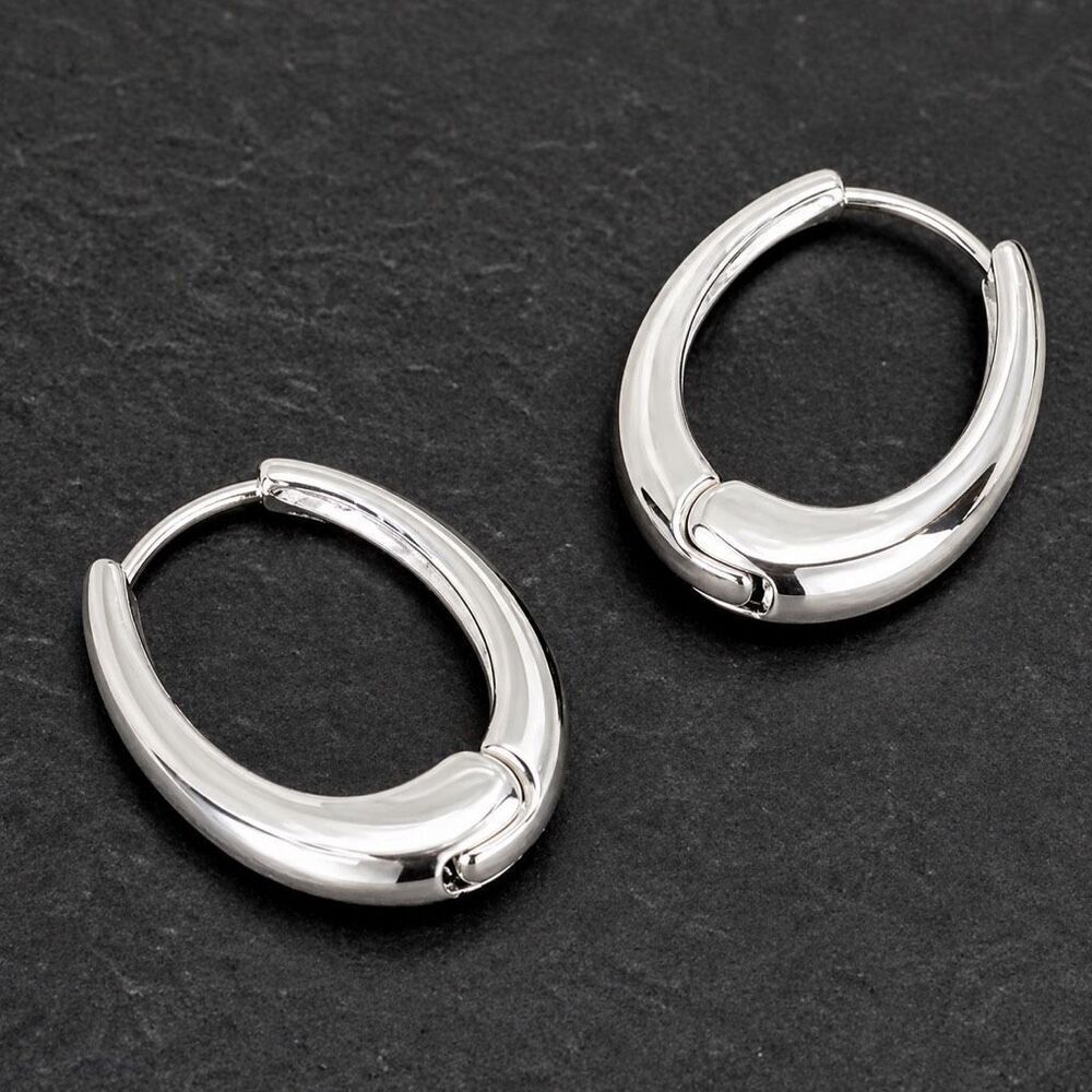 Halo Hoops - 1” Oval Earrings in Silver Tone